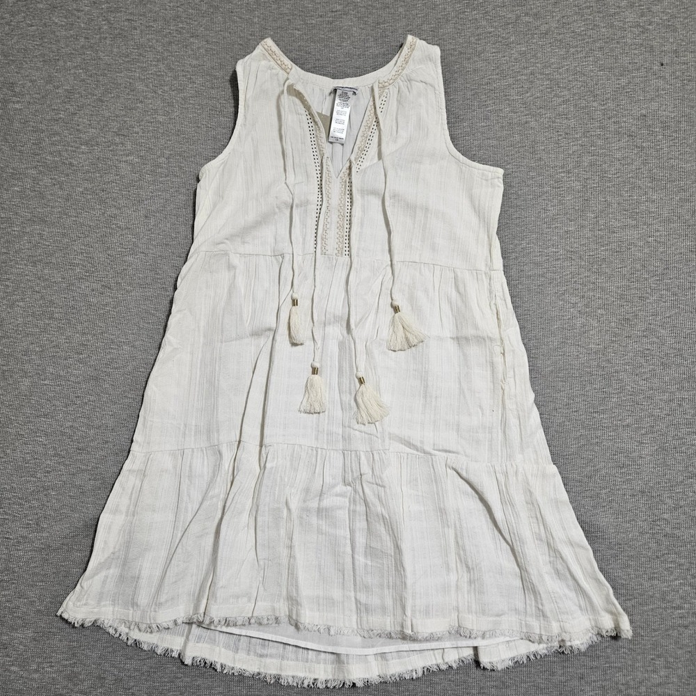 Tommy Bahama Mykonos Text Gauze Short Dress Coconut White Womens Size L NWT